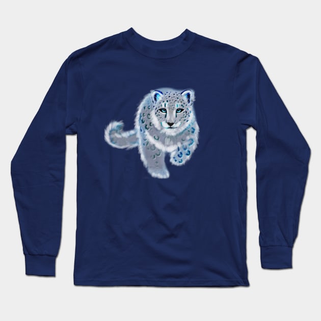 Spirit Snow Leopard in Mystical Twilight Sky Long Sleeve T-Shirt by Jitterfly